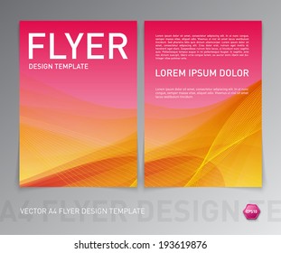 Abstract vector modern flyer / brochure design template. Smooth pink and yellow background.