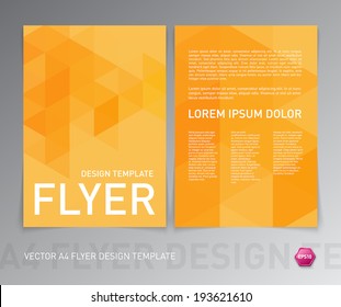 Abstract vector modern flyer / brochure design template with yellow geometric triangular background