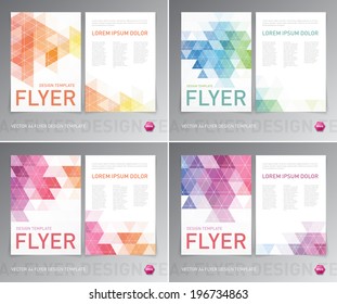 Abstract vector modern flyer / brochure design templates collection with colorful geometric triangular backgrounds. 