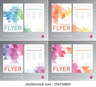 Abstract vector modern flyer / brochure design templates collection with colorful geometric triangular backgrounds. 