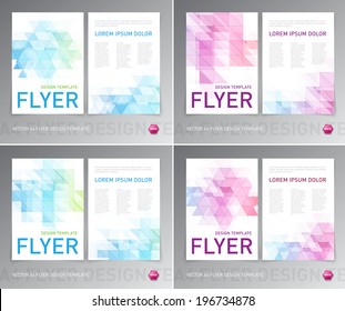 Abstract vector modern flyer / brochure design templates collection with colorful geometric triangular backgrounds. 