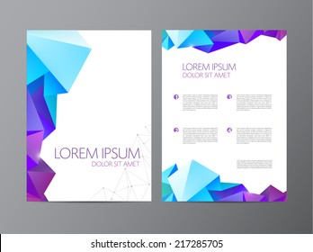 Abstract vector modern flyer / brochure design templates with colorful geometric triangular background