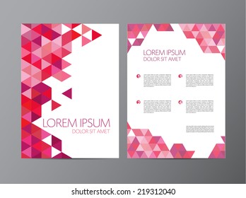 Abstract vector modern flyer / brochure design templates with red modern geometric triangular background
