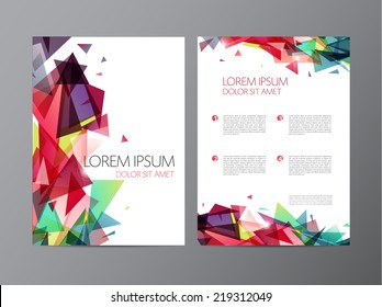 Abstract vector modern flyer / brochure design templates with colorful shiny geometric triangular background