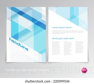 Abstract vector modern flyer / brochure design template with light blue geometric hi-tech background.