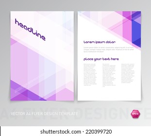 Abstract Vector Modern Flyer / Brochure Design Template With Purple Geometric Hi-tech Background.