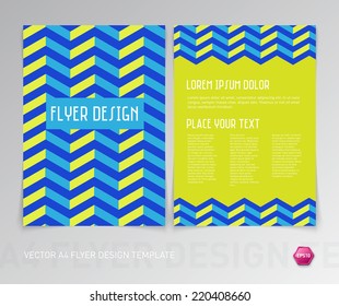 Abstract vector modern flyer / brochure design templates collection with retro multicolored chevron background