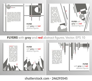 Abstract vector modern flyer / brochure design templates collection with grey and red elements. EPS 10