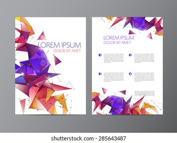 Abstract vector modern flyer / brochure design templates with colorful geometric triangular background