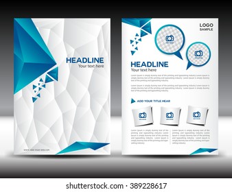 Abstract vector modern flyer, brochure design template with white geometric triangular background, white cover design, Annual report, blue and white polygon background, cover template, book, leaflet