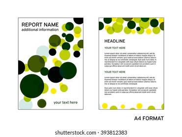 Abstract vector modern flyer brochure design template. Annual report Vector illustration with white background in size a4. Abstract background design. Green cover design, graphic.
