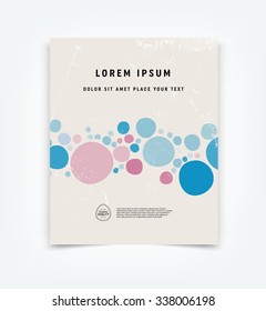 Abstract vector modern flyer / cover design template with old scratched vintage look. Old used weathered texture with random dots background