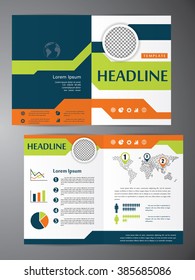 Abstract vector modern flyer half fold brochure, booklet, annual report, design templates with white background in size a4.