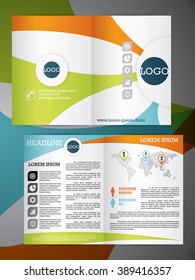 Abstract vector modern flyer half fold brochure, booklet, annual report, design templates with white background in size a4.