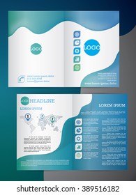 Abstract vector modern flyer half fold brochure, booklet, annual report, design templates with white background in size a4.