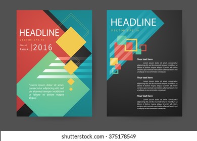 Abstract vector modern flyers brochure, booklet, annual report, design templates with black background in size a4.