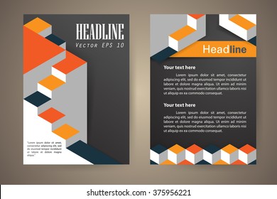 Abstract vector modern flyers brochure, booklet, annual report, design templates with black background in size a4.