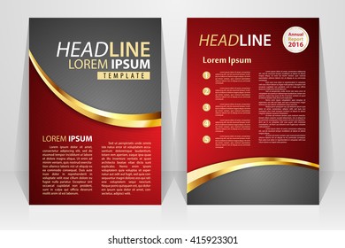 Abstract vector modern flyers brochure, booklet, annual report, design templates with red background in size a4.