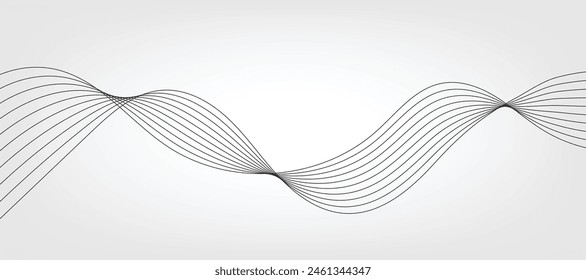 Abstract vector modern gradient white background with grey wavy lines.