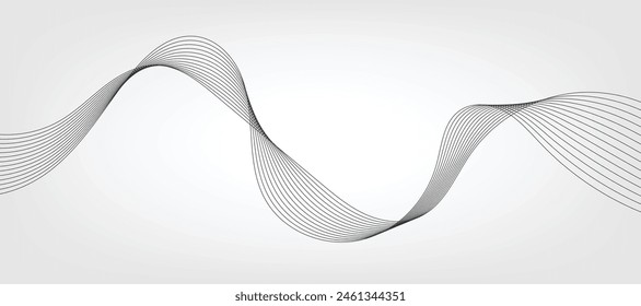 Abstract vector modern gradient white background with grey wavy lines.