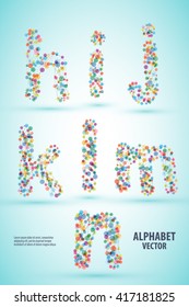Abstract vector modern linear alphabet bright color design h-n