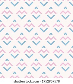 Abstract vector modern small square geometric shape from line pattern with blue pink feminine color seamless background. Use for fabric, textile, cover, decoration elements, wrapping.