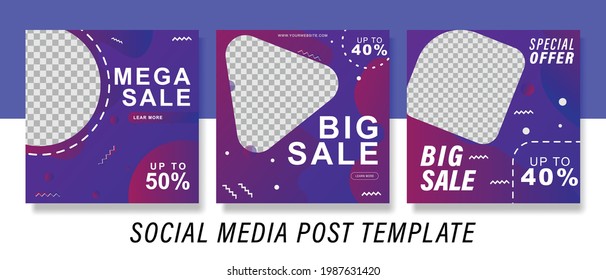 Abstract vector modern social media post template bundle