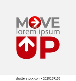 Abstract vector, modified symbol move up and forward.