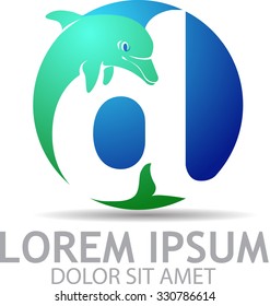 Abstract vector, a modified type of letter D in the form of a dolphin, into a company logo or symbol