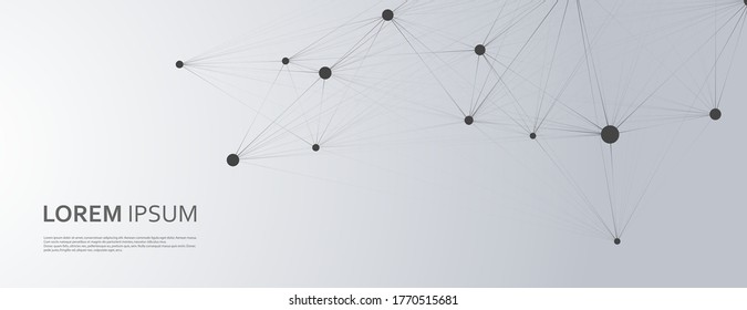 Abstract vector molecular pattern with dots and lines in black