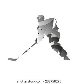 Abstract vector monochromatic ice hockey player