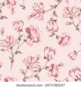 abstract, vector, monochrome, big flowers, all over textiles design, illustration digital image can be used for wrapping paper