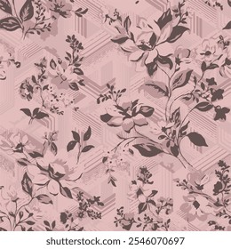 abstract, vector, monochrome, big flowers, all over textiles design, illustration digital image can be used for wrapping paper