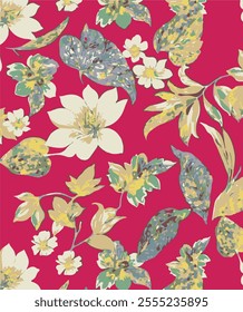 abstract, vector, monochrome, big flowers, all over textiles design, illustration digital image can be used for wrapping paper