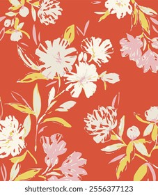 abstract, vector, monochrome, big flowers, all over textiles design, illustration digital image can be used for wrapping paper