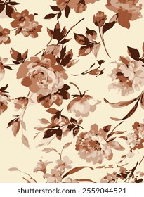 abstract, vector, monochrome, big flowers, all over textiles design, illustration digital image can be used for wrapping paper