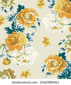 abstract, vector, monochrome, big flowers, all over textiles design, illustration digital image can be used for wrapping paper
