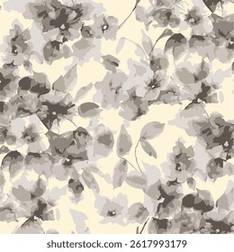 abstract, vector, monochrome, big flowers, all over textiles design, illustration digital image can be used for wrapping paper