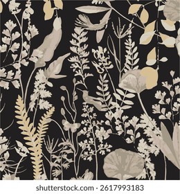 abstract, vector, monochrome, big flowers, all over textiles design, illustration digital image can be used for wrapping paper