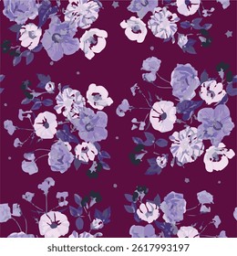 abstract, vector, monochrome, big flowers, all over textiles design, illustration digital image can be used for wrapping paper
