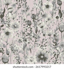 abstrato, vetor, monocromático, grandes flores, todo o design de têxteis, imagem digital ilustração pode ser usado para papel de embrulho