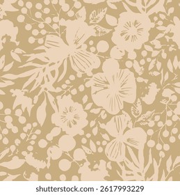 Resumen, Vector, monocromo, flores grandes, todo el diseño de textiles, ilustración Imagen digital se puede utilizar para envolver papel