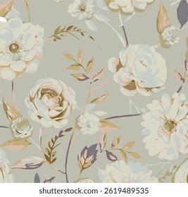 abstrato, vetor, monocromático, grandes flores, todo o design de têxteis, imagem digital ilustração pode ser usado para papel de embrulho