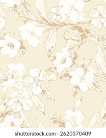 abstract, vector, monochrome, big flowers, all over textiles design, illustration digital image can be used for wrapping paper