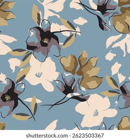 abstract, vector, monochrome, big flowers, all over textiles design, illustration digital image can be used for wrapping paper