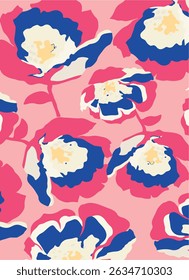 abstract, vector, monochrome, big flowers, all over textiles design, illustration digital image can be used for wrapping paper