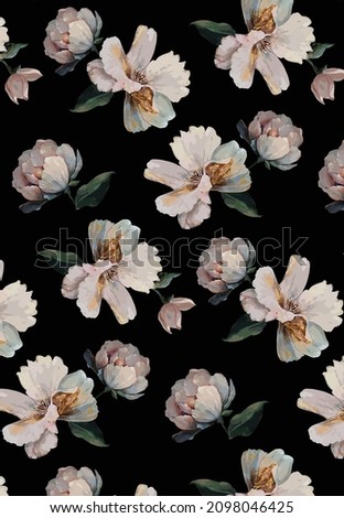 abstract vector monochrome color big flowers all over textiles design illustration digital image can be used for wrapping paper 