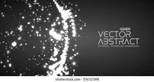 Abstract vector monochrome mesh on dark background. Futuristic style card. Elegant background for business presentations.  Corrupted point sphere.  Chaos aesthetics.