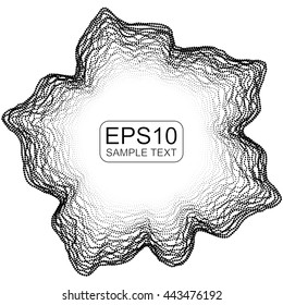 Abstract vector monochrome mesh on dark background. Futuristic style card. Elegant background for banner. Chaos aesthetics.