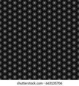 Abstract vector  monochrome seamless patterns. Modern stylish texture. Repeating geometric tiles with hexagon . Stars on a dark background. Black and white texture.